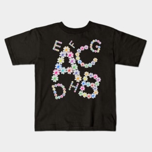 Letters, alphabet, flower, cosmos flowers, floral, nature Kids T-Shirt